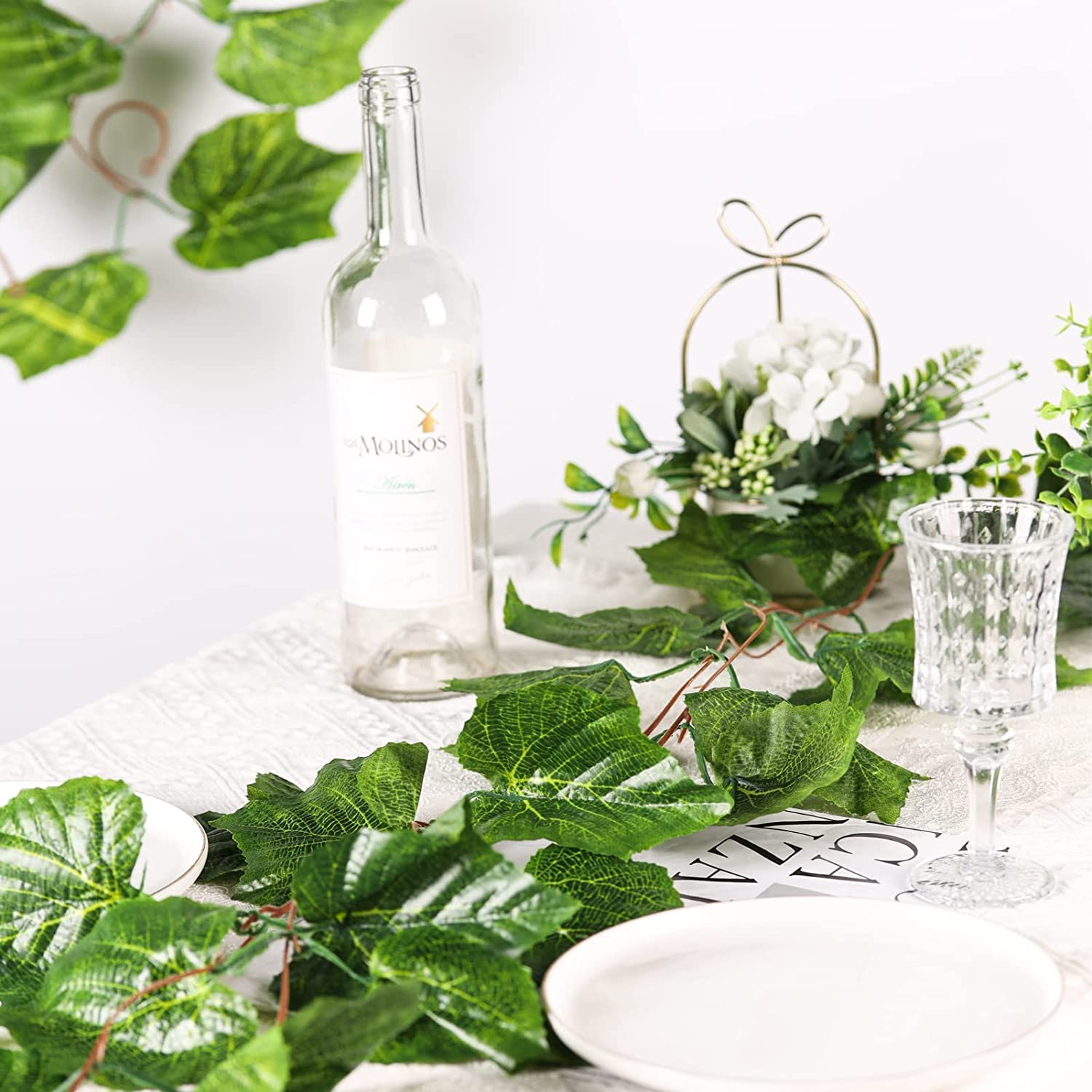 8 Ft 5Pcs Artificial Greenery Ivy Vine Plants Foliage Grape Leaves Vine Simulati