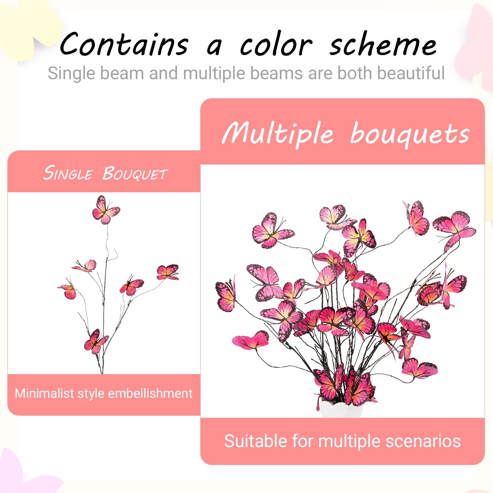 5 Pcs Artificial Butterfly Branches Butterflies Willow Branches for Vases Sil…