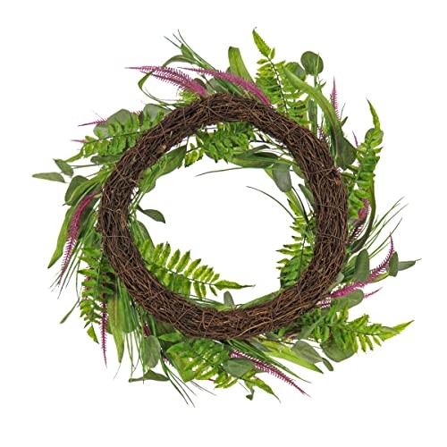 22 inch Artificial Spring Wreath with Eucalyptus Leaves, Lavender, Flowing