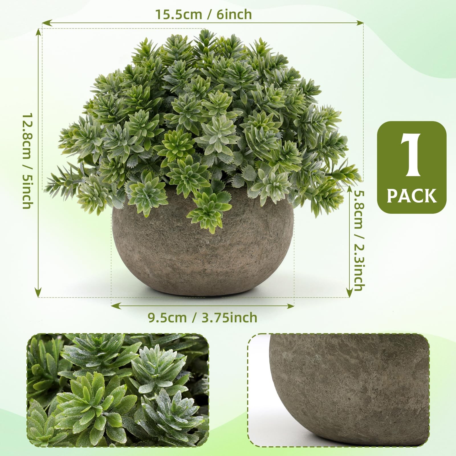 4.72 Inch Small Artificial Potted Plant Decoration in Pulp Pots Fake Greenery…