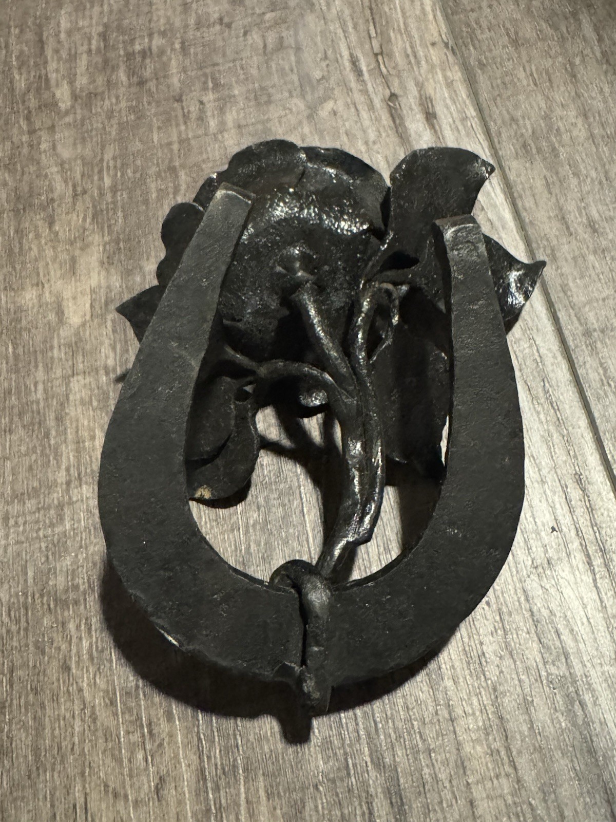 Handcrafted Custom Welded Metal Single Rose on Horseshoe