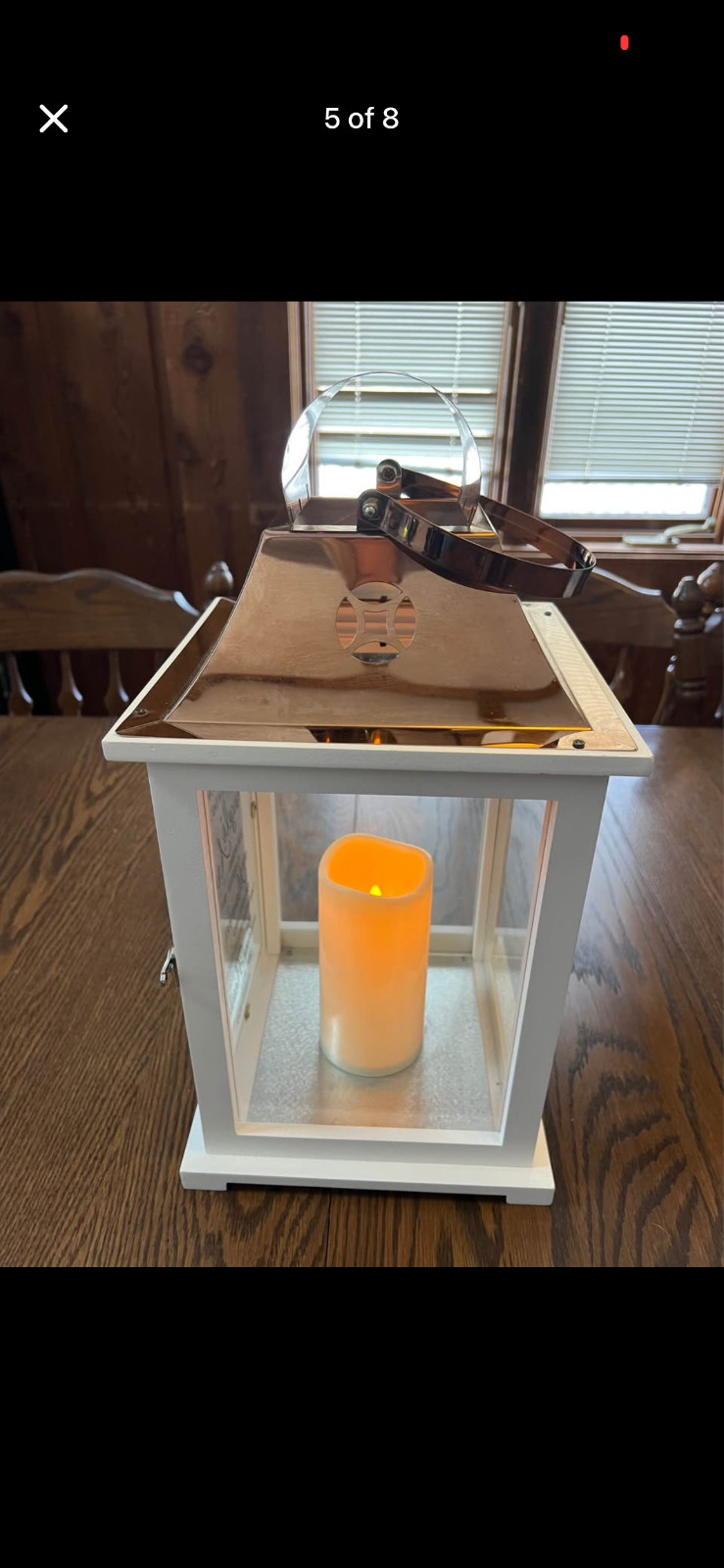 Memorial Lantern White with Copper Top – Gift, Sympathy, or Funeral