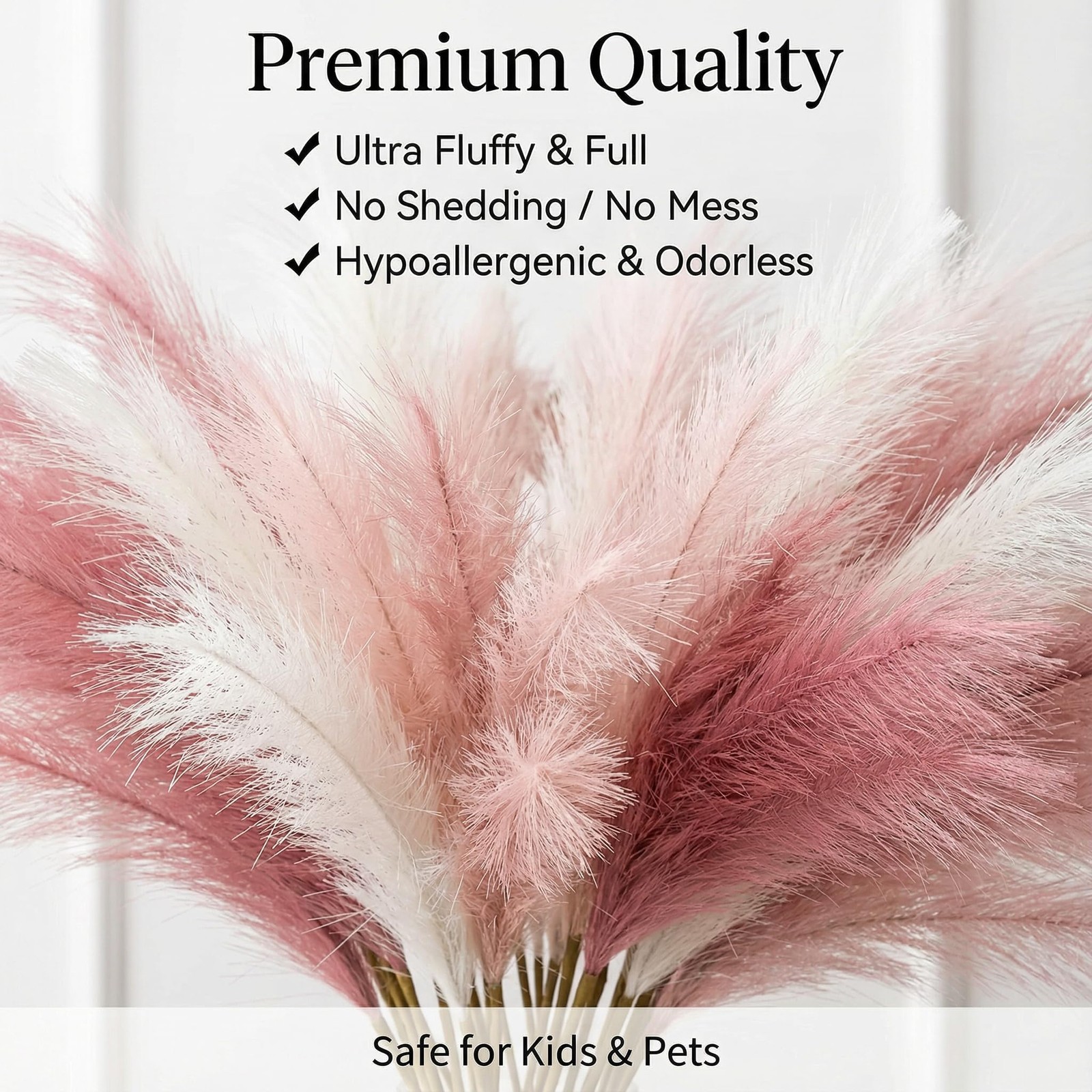 Pampas Grass Decor 30pcs 21.7 Inch, Faux Pampas Grass (White/Pink/Rose Red), …