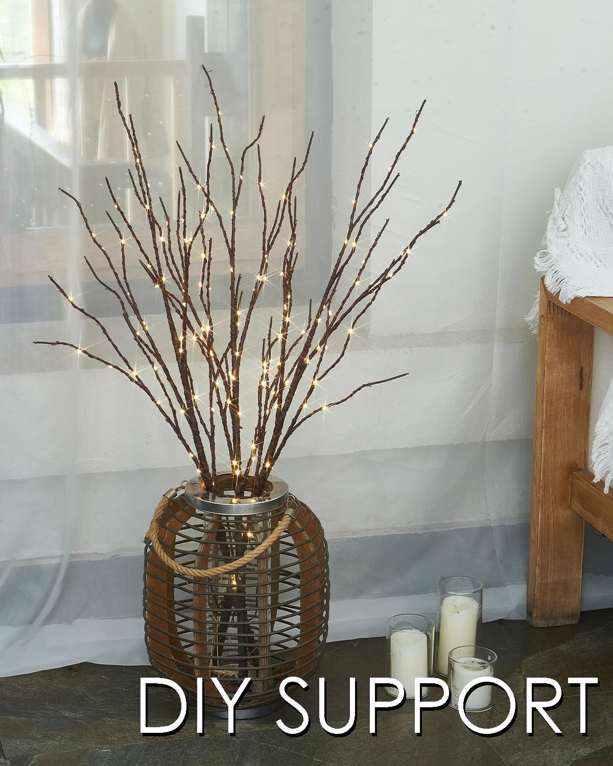 Lighted Branches for Vase 32in Tall 150 LED Plug in Brown Artificial Willow