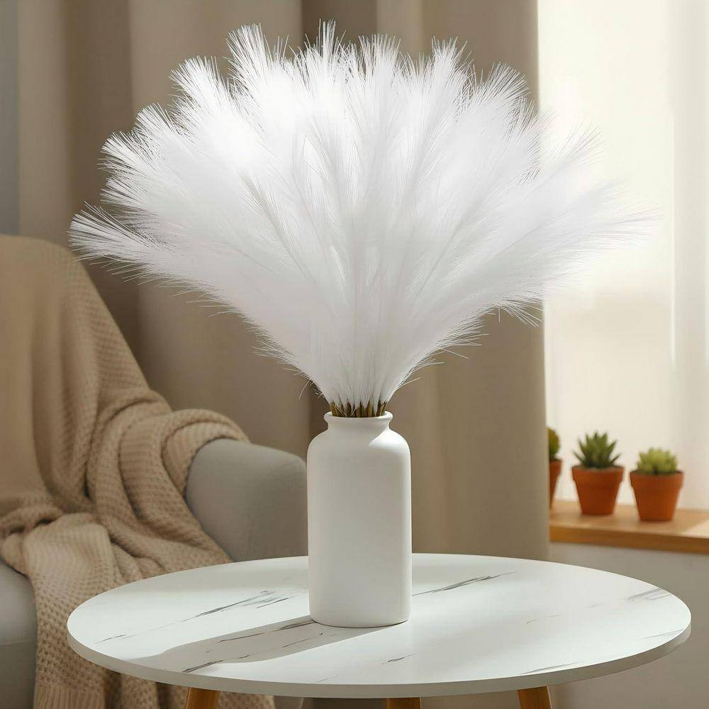 1.57 in 72 Pcs White Artificial Plant Faux Pampas Grass Dried Feather for Vase F
