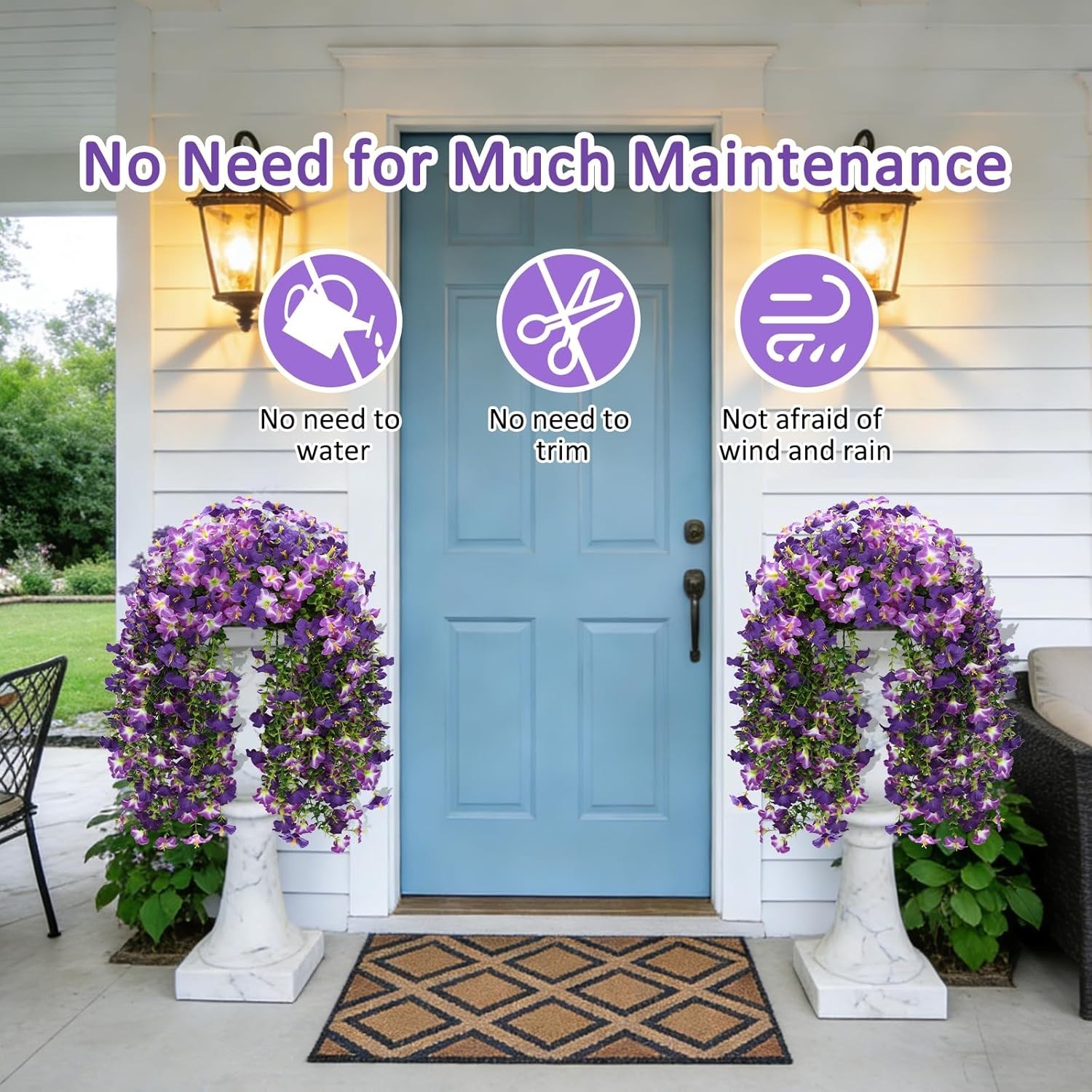 2 Pcs Lifelike Silk Hanging Flowers – Easy Arrange Outdoor & Indoor Decor
