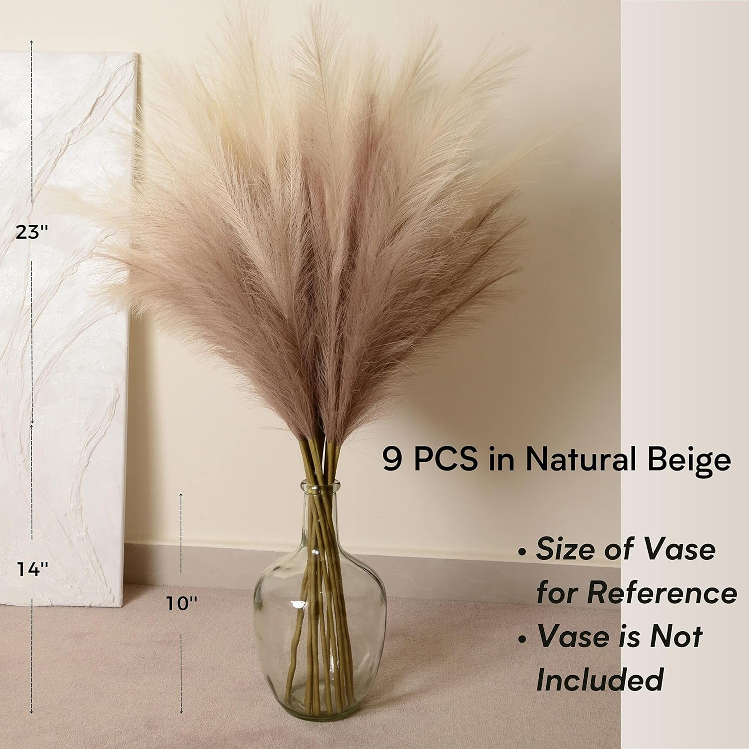 Faux Pampas Grass, 9 PCS 37”/3.1FT Tall Fluffy Fake Pompas Floral, Large Artifi