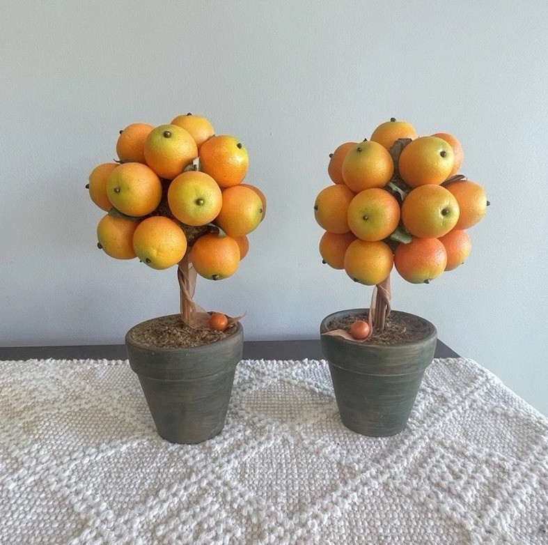 Artificial Small 11″x5”Mandarin Orange Clementine Tree Home or Office Decor pair