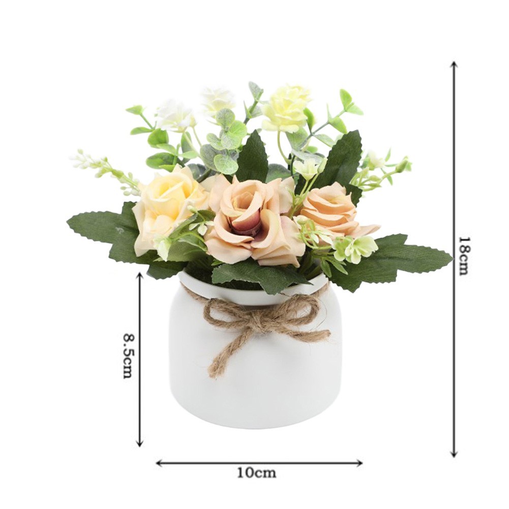 Silk Rose Eucalyptus Camellia Artificial Flowers Potted Plant Nordic Home Office