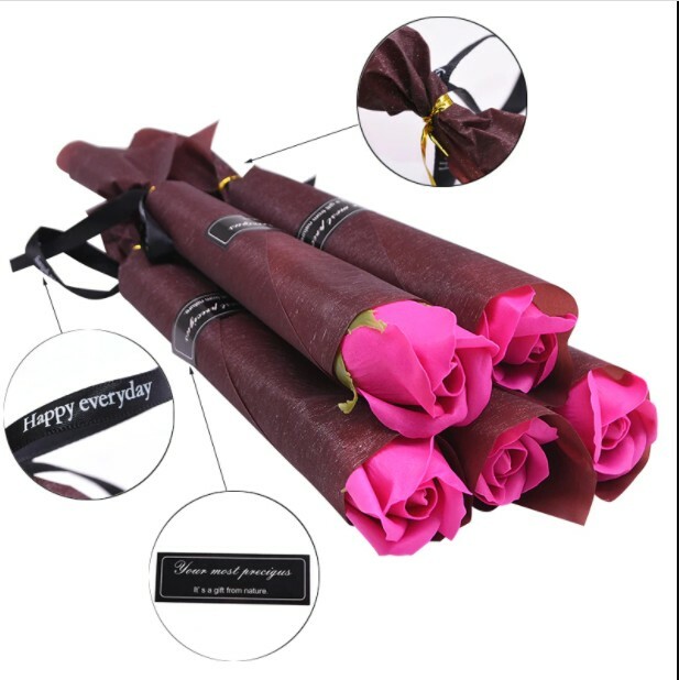 10/5Pcs Rose Bouquet Valentines Day Gift, select blue, pink, purple,red,rose red