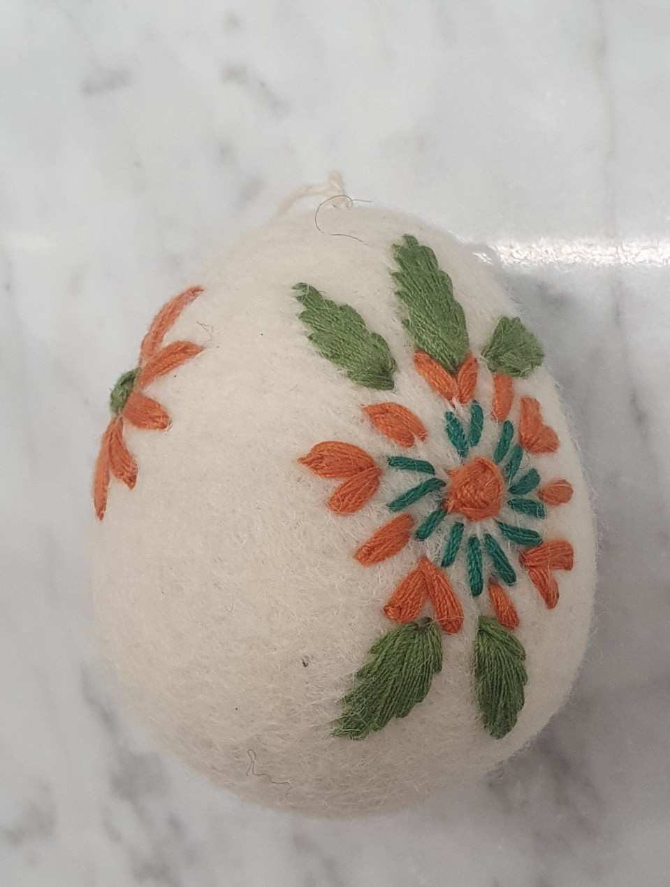 6 Cottage Core Farmhouse Chic Boiled Wool Eggs Embroidered Flowers Basket Decor