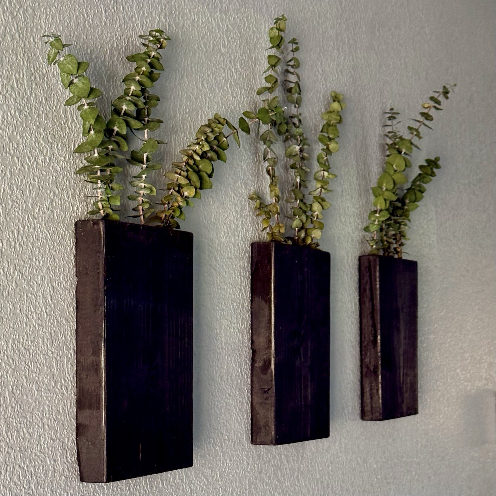 Wood Wall Planters With Artificial Eucalyptus Modern Farmhouse Wall Decor For Li