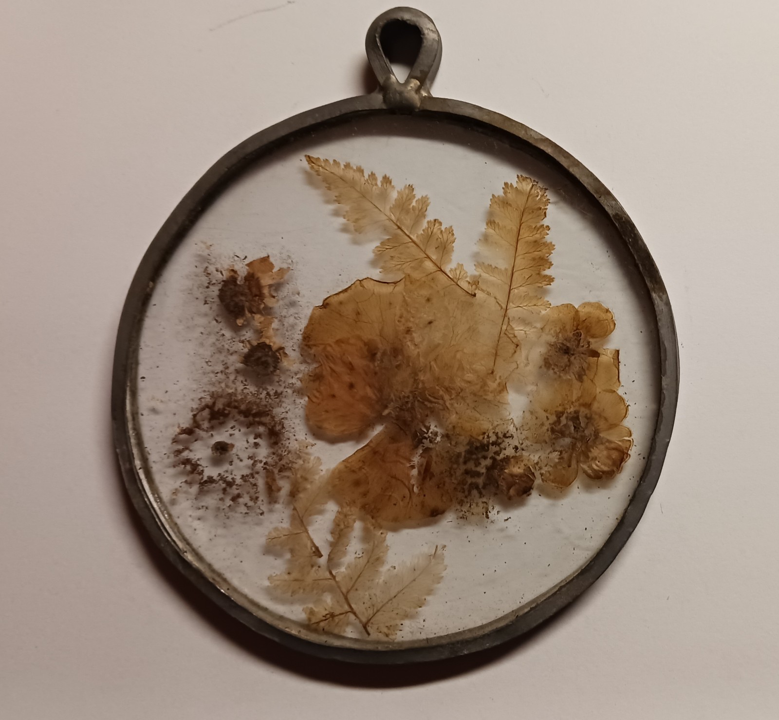 Trio of Vintage Pressed Sun Catcher Decorations with handmade lead frame/hanger