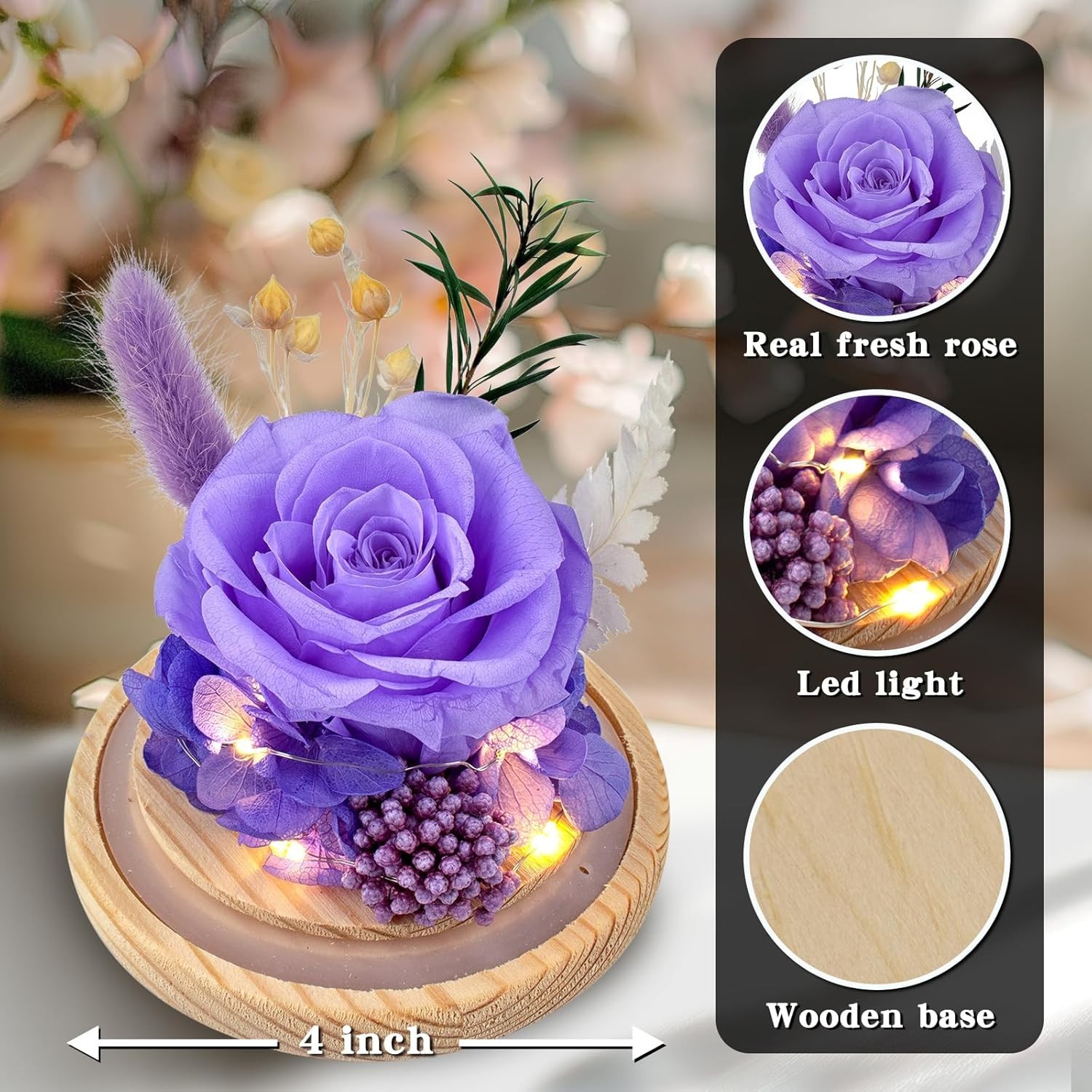 Preserved Roses & Fresh Flowers Bouquet – Gift for Women,Roses That Last Forever