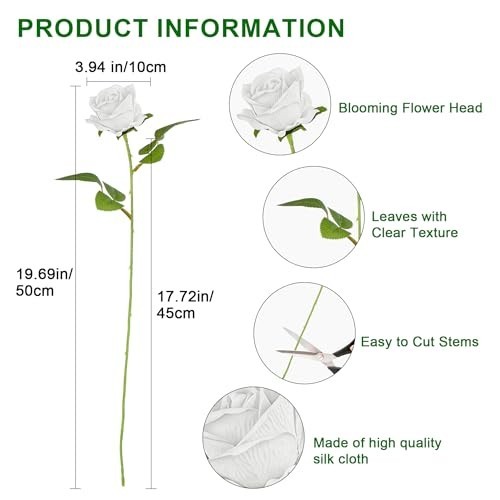 100PCS White Artificial Silk Roses Bouquet – Wedding Centerpieces, Home Decor, D