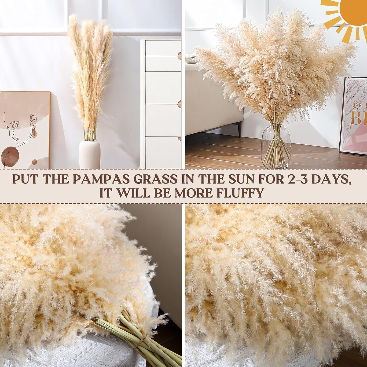 24 pcs Tall Pampas Grass Decoration – Pasuvsigt 40 Inch Large Pampas Grass Dried