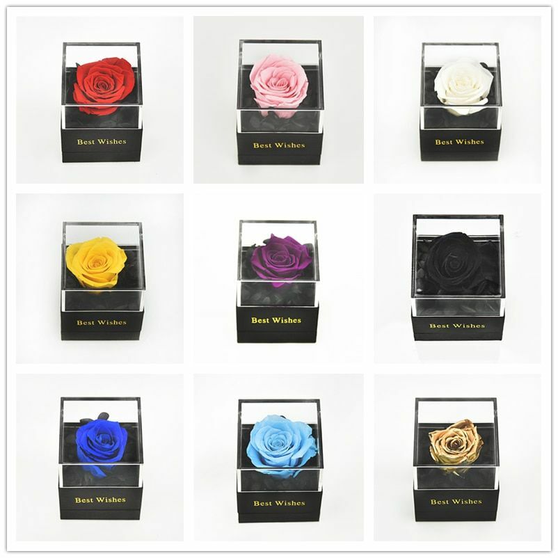 Preserved Fresh Rose Flower Jewelry Box Birthday Wedding Valentine Gifts Womens