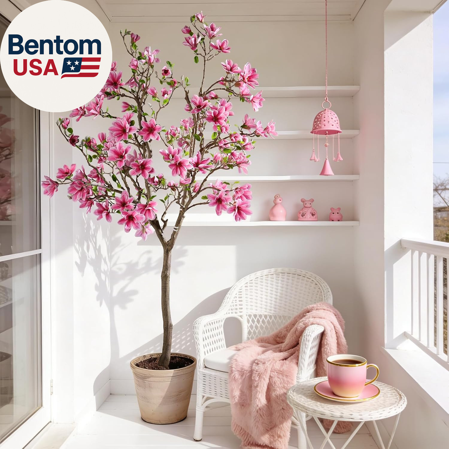 Tall Fake Magnolia Flower Tree Artificial Trees Cherry Blossom Floor Plantas Ind
