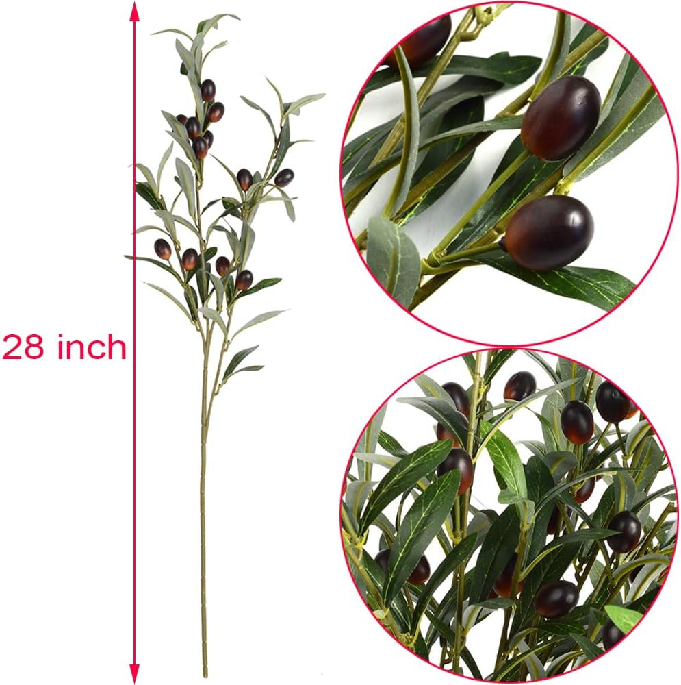 6Pcs Artificial Plants Greenery Olive Branches Stems Fake Plants Green Leaves Fr