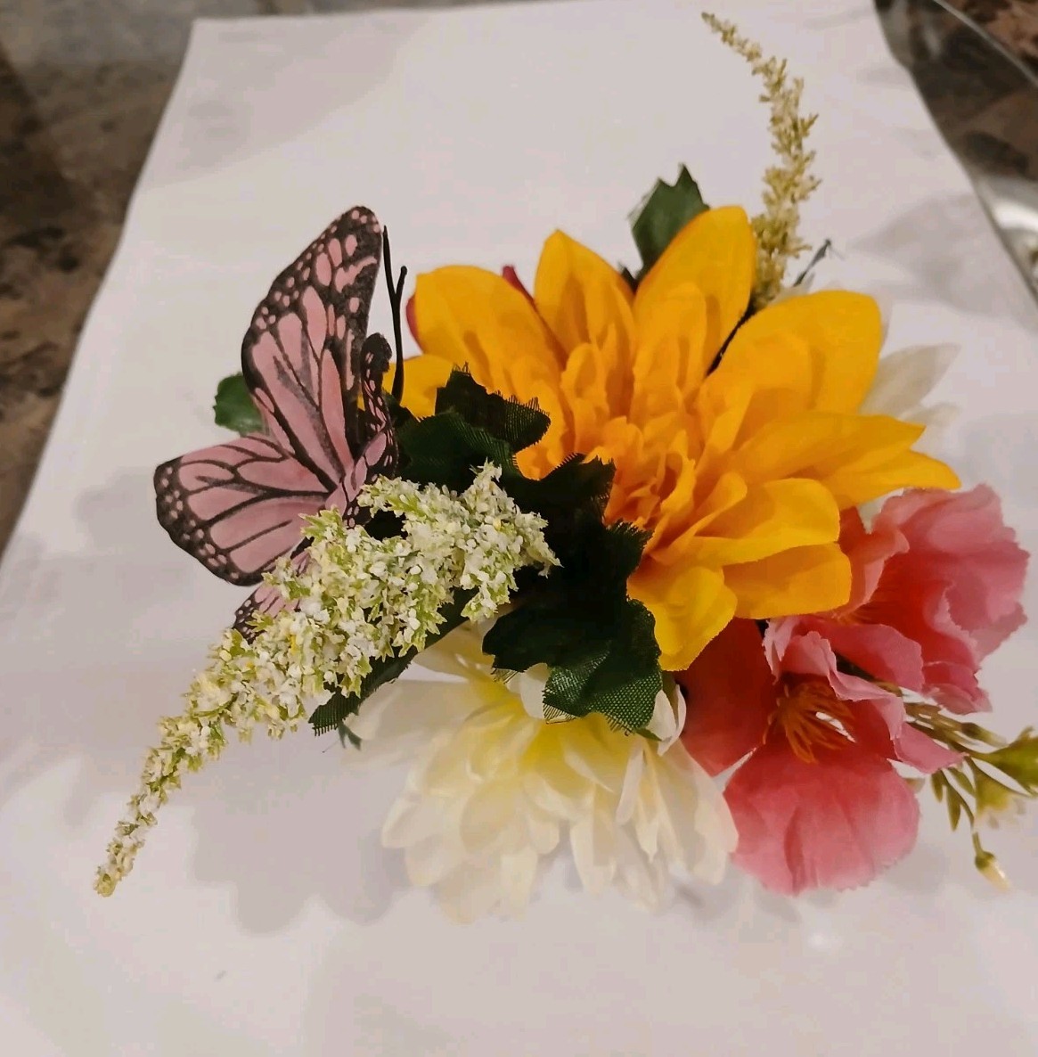 Pink Butterfly Floral Arrangement Tea Cup POP-IN Bridal Party Birthday Get Well