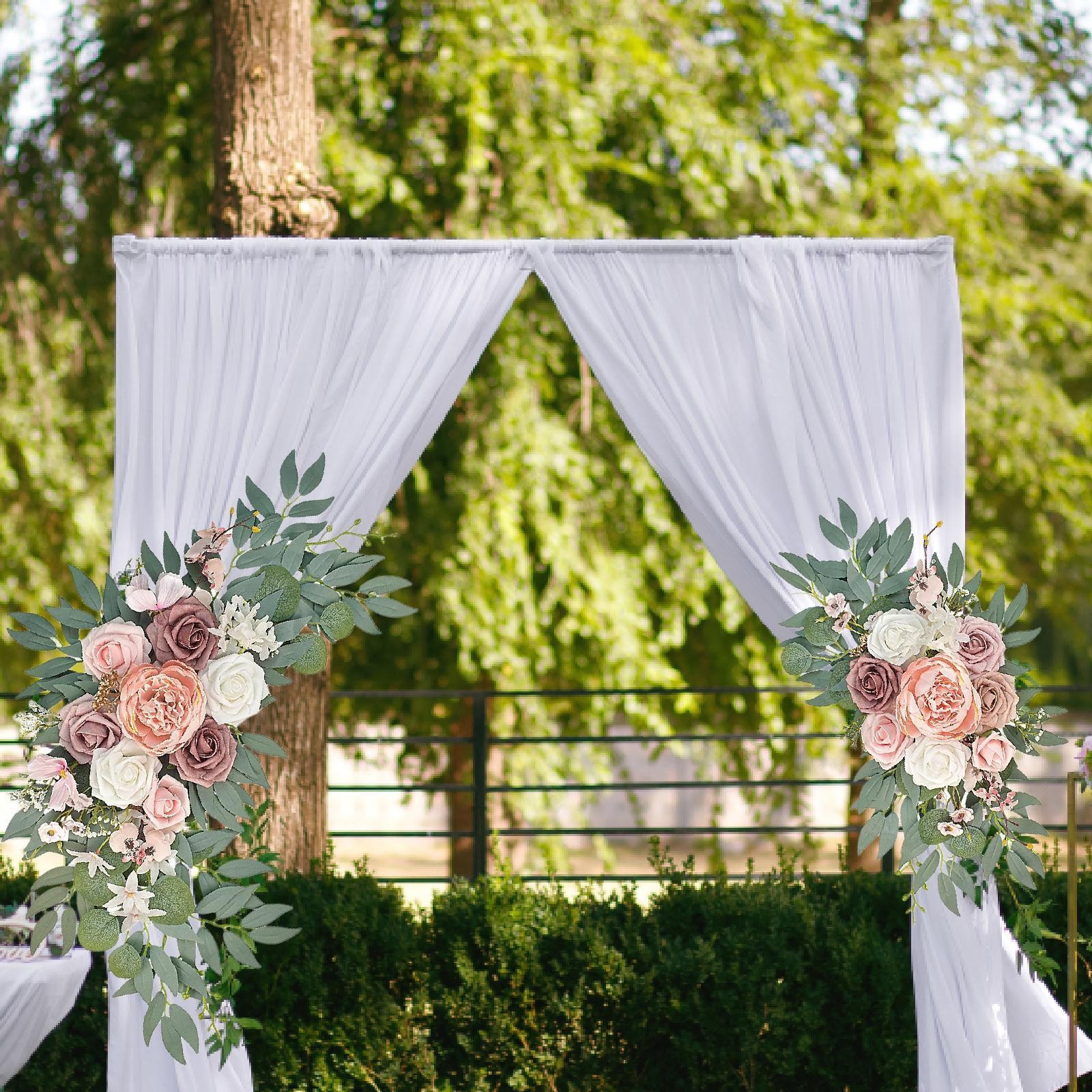 2Pcs Wedding Arch Flowers Welcome Signs Floral Swag for Party Holiday Window