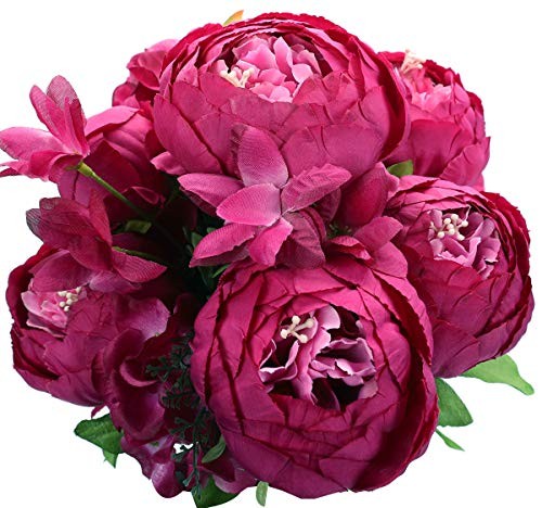 Springs Flowers Artificial Silk Peony Bouquets 20.87*3.5 Spring Hot Pink