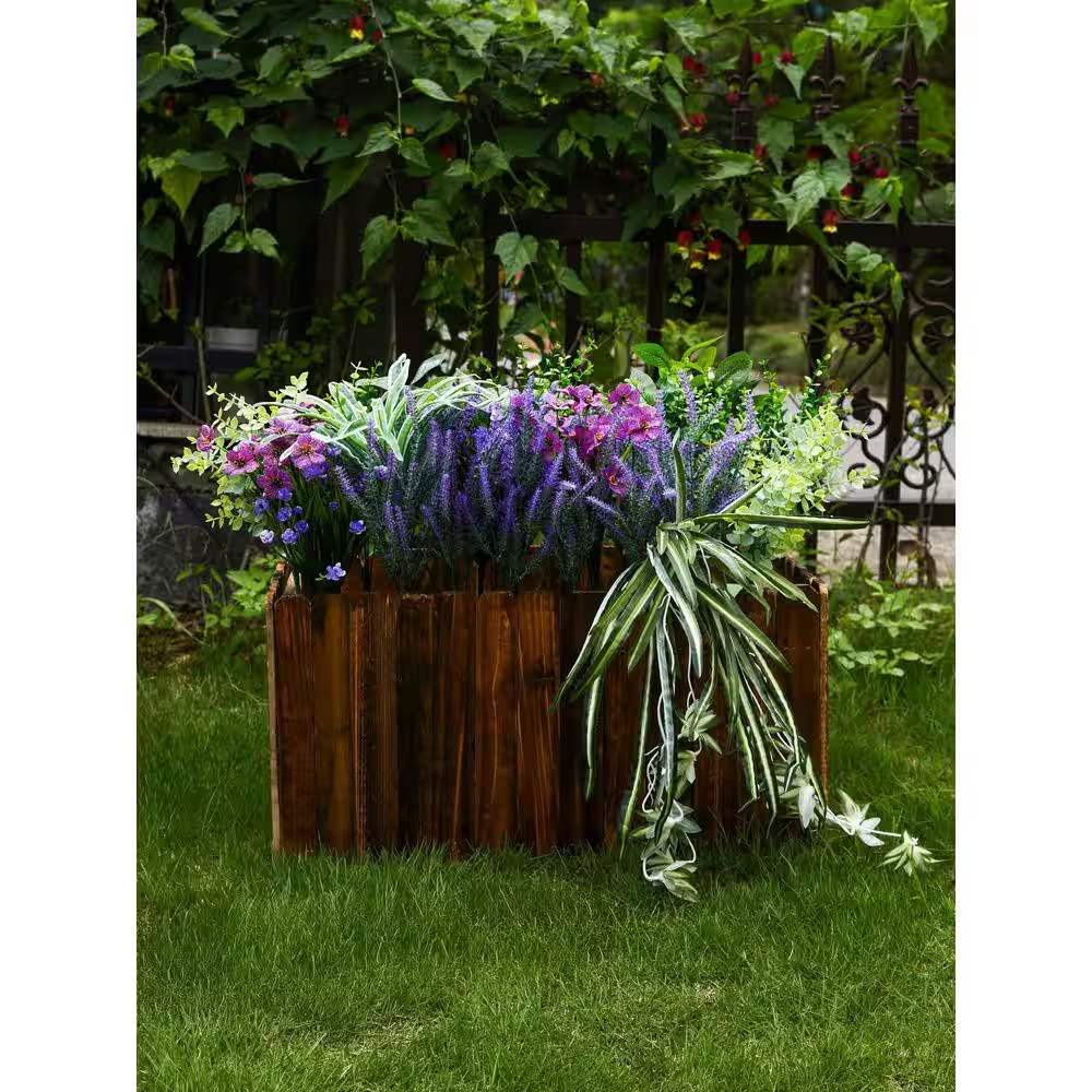 5 In. 19-Pack Outdoor Artificial Lavender Flowers Greenery Shrub UV Resistant Fa
