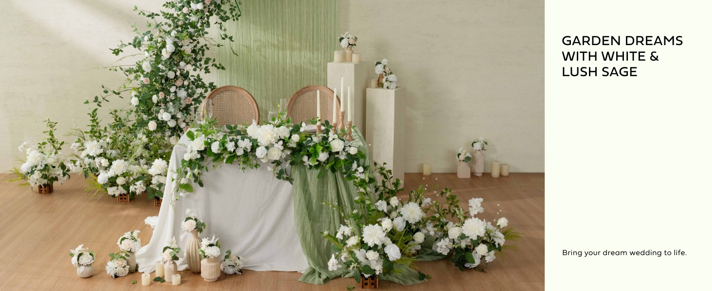 Ling’s Moment 2pcs Wedding Flowers Garland Artificial Floral Swag Arch