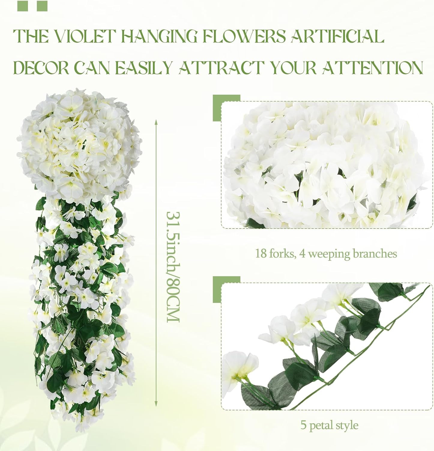 4 Pack Faux Violet Hanging Flowers for Home Garden Wedding Spring Decor
