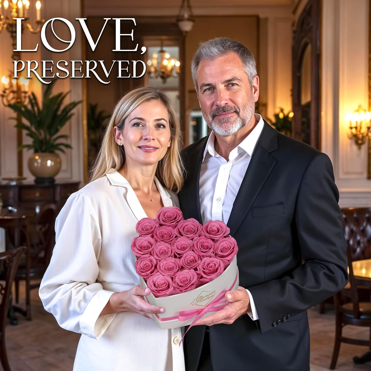 Preserved Roses in a Box – Gifts for Her, Wife & Mom, Rose Flowers Forever Decor