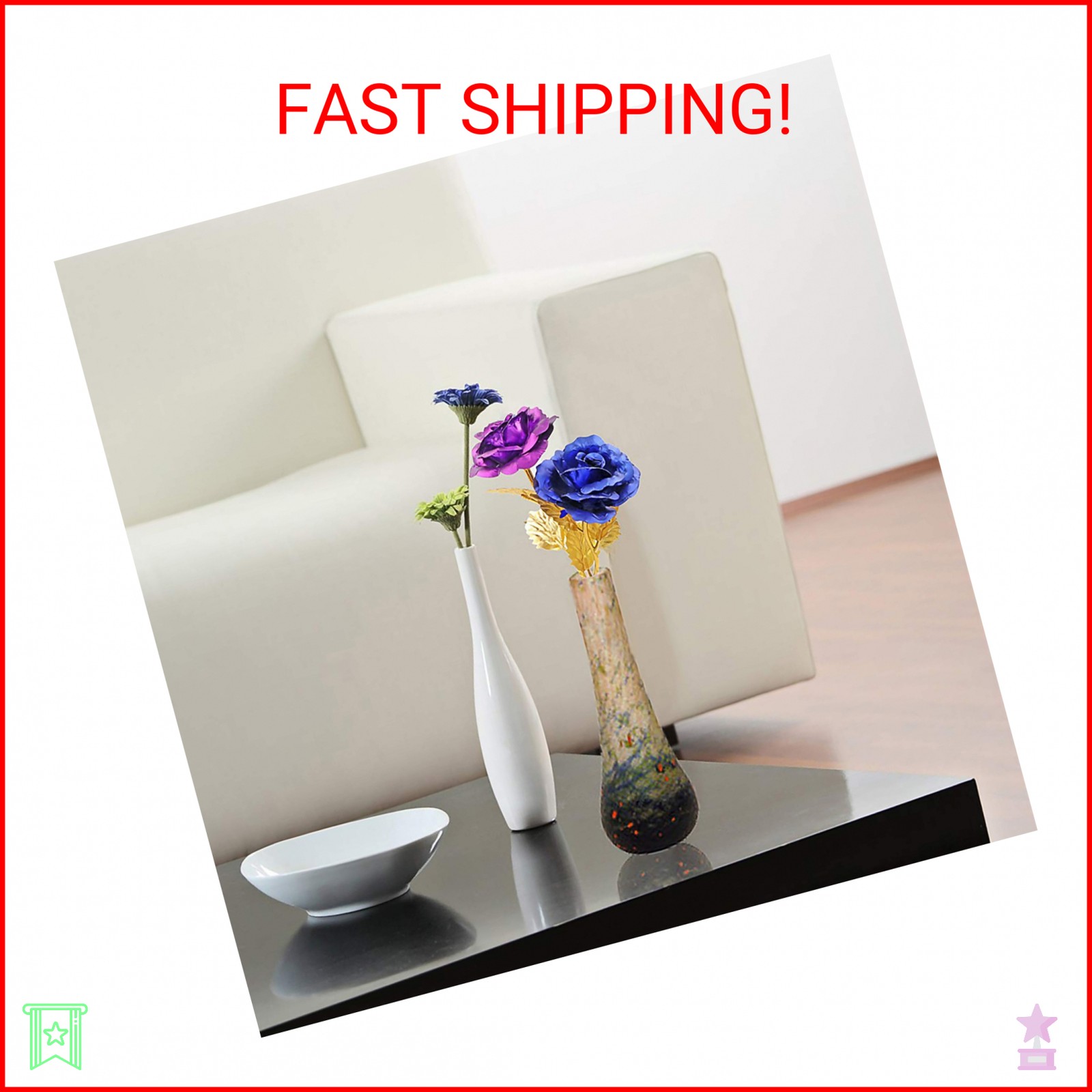 ALLOMN 24K Golden Rose, Artificial Rose Flower Gift for Her with Luxury Gift Box