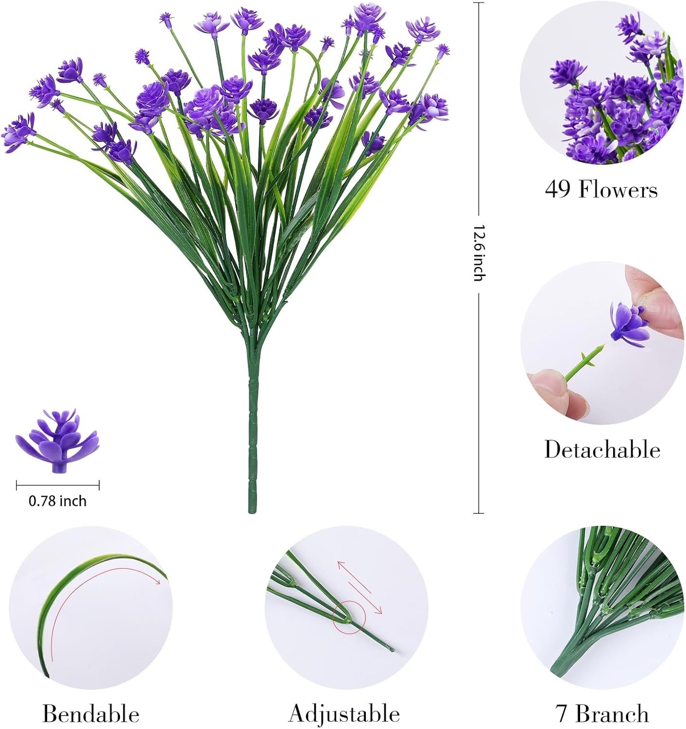24 Bundles of No Fade Artificial Flowers – Eco-Friendly Indoor/Outdoor Decor