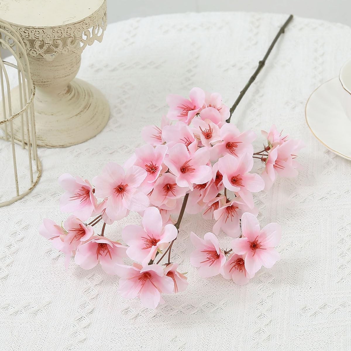4 Pcs Artificial Cherry Blossom Flower Branches, Bulk Silk Faux Flowers Real Tou