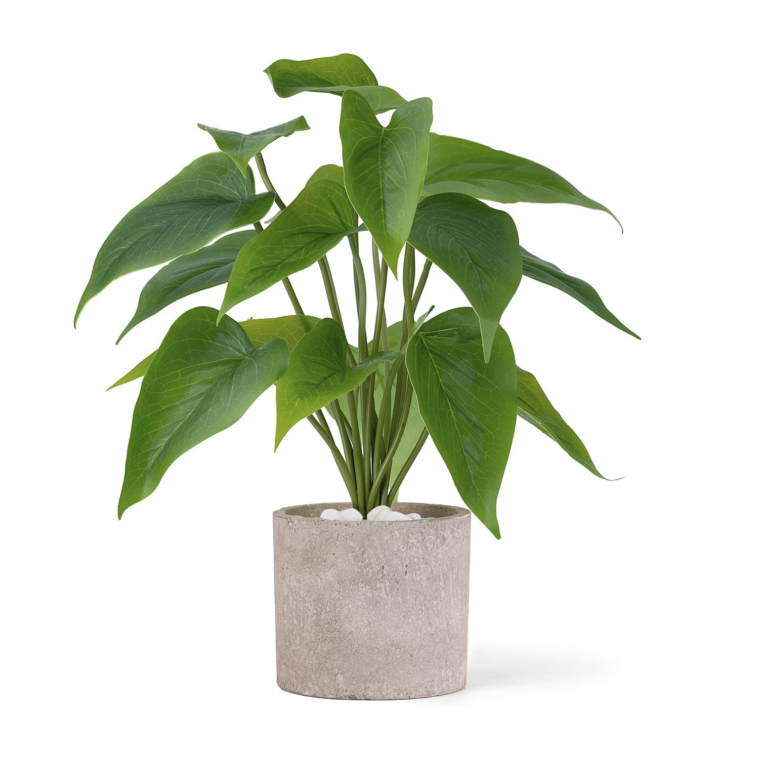 Faux Plants in Ceramic Pot, Indoor Green Leaf Modern White Planter US