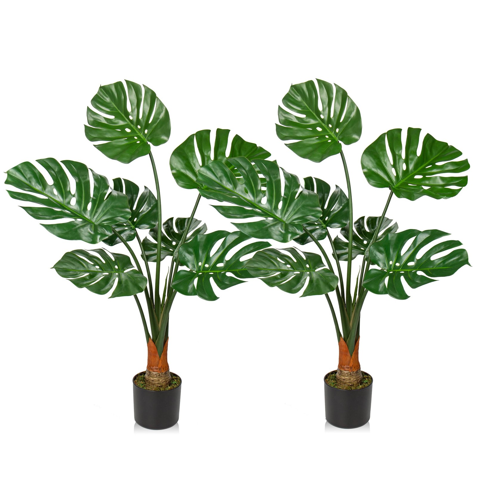 New Best 2Pack Large Fake Plant 36″ Faux Monstera UV Resistant Floor Realistic