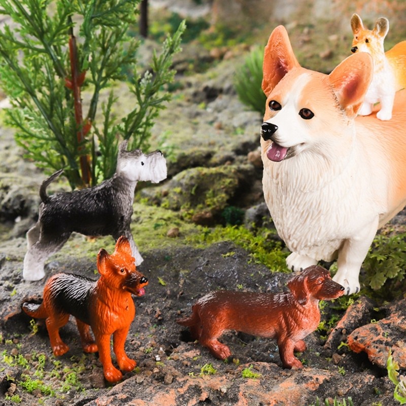 Artistic Plastic Dog Mini Figurines For Educational Play Toy And Interior Decors
