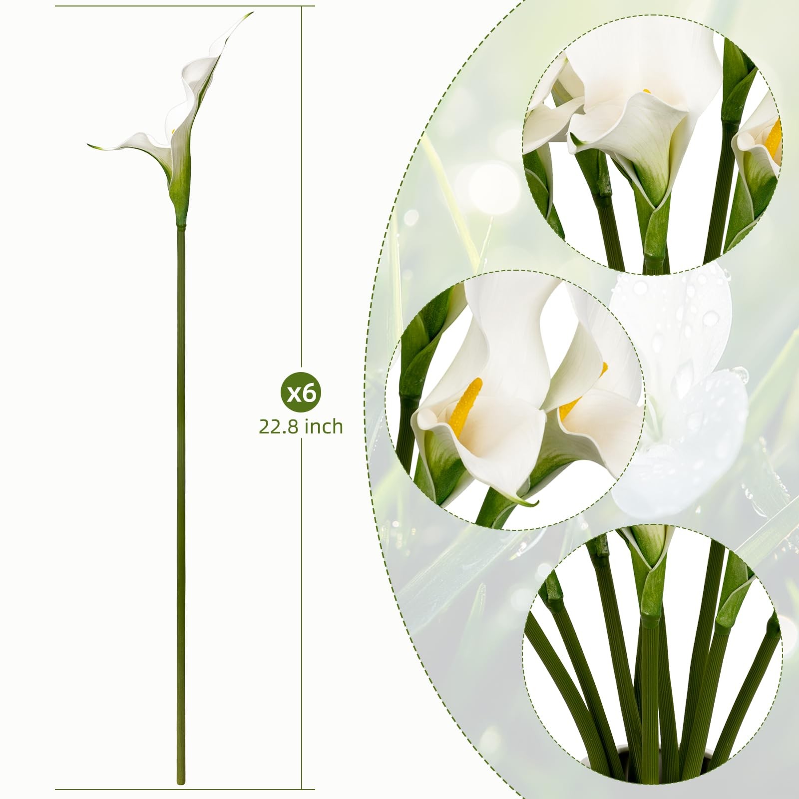 OBDXZHC 8PCS 22.8inch Calla Lily Artificial Flowers White Real Touch Latex Fl…