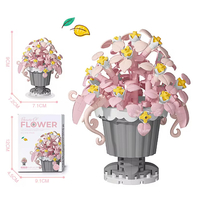 Creative Building Block Bouquet, Eternal Flower Plant Potted Gift, Rose Sunflowe