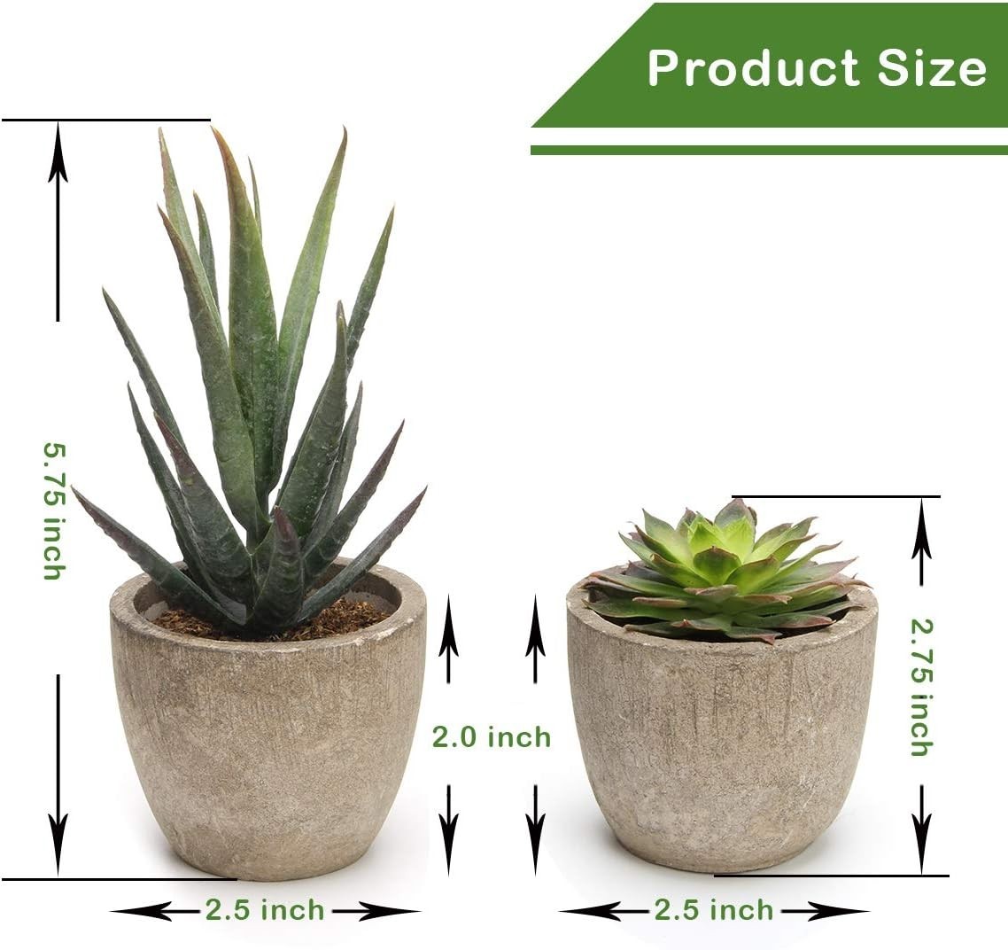 Set of 5 Realistic Artificial Succulent Plants in Stylish Pots for Home Decor