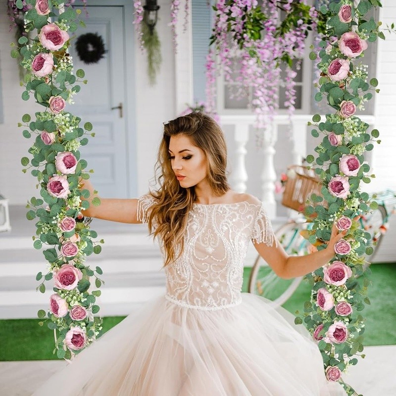 Vintage Artificial Peony Rose Garland Floral Decor Wedding Party Home Decoration