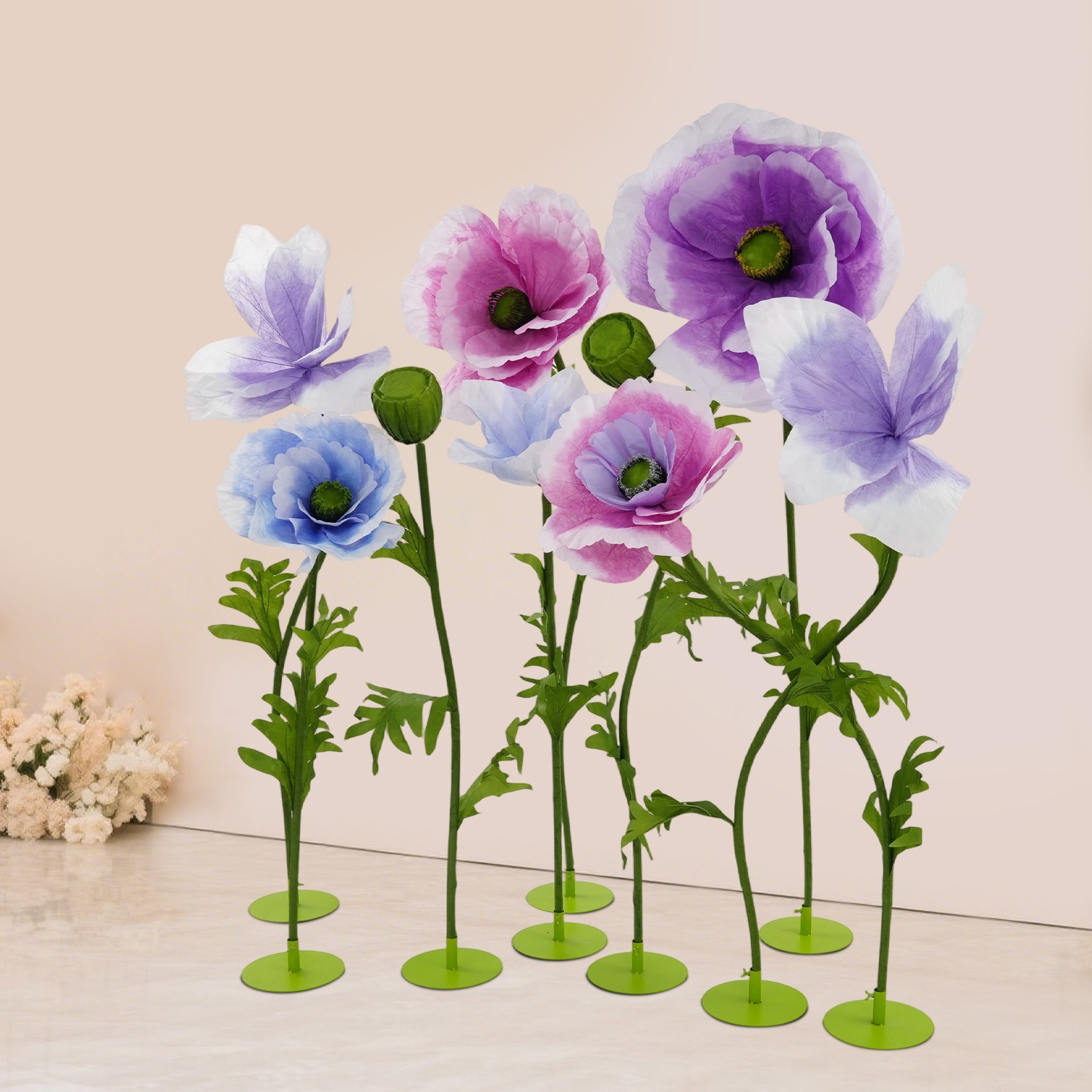 9-Piece Set of Large Fake Flowers, Artificial Flowers, Giant Artificial Flowers