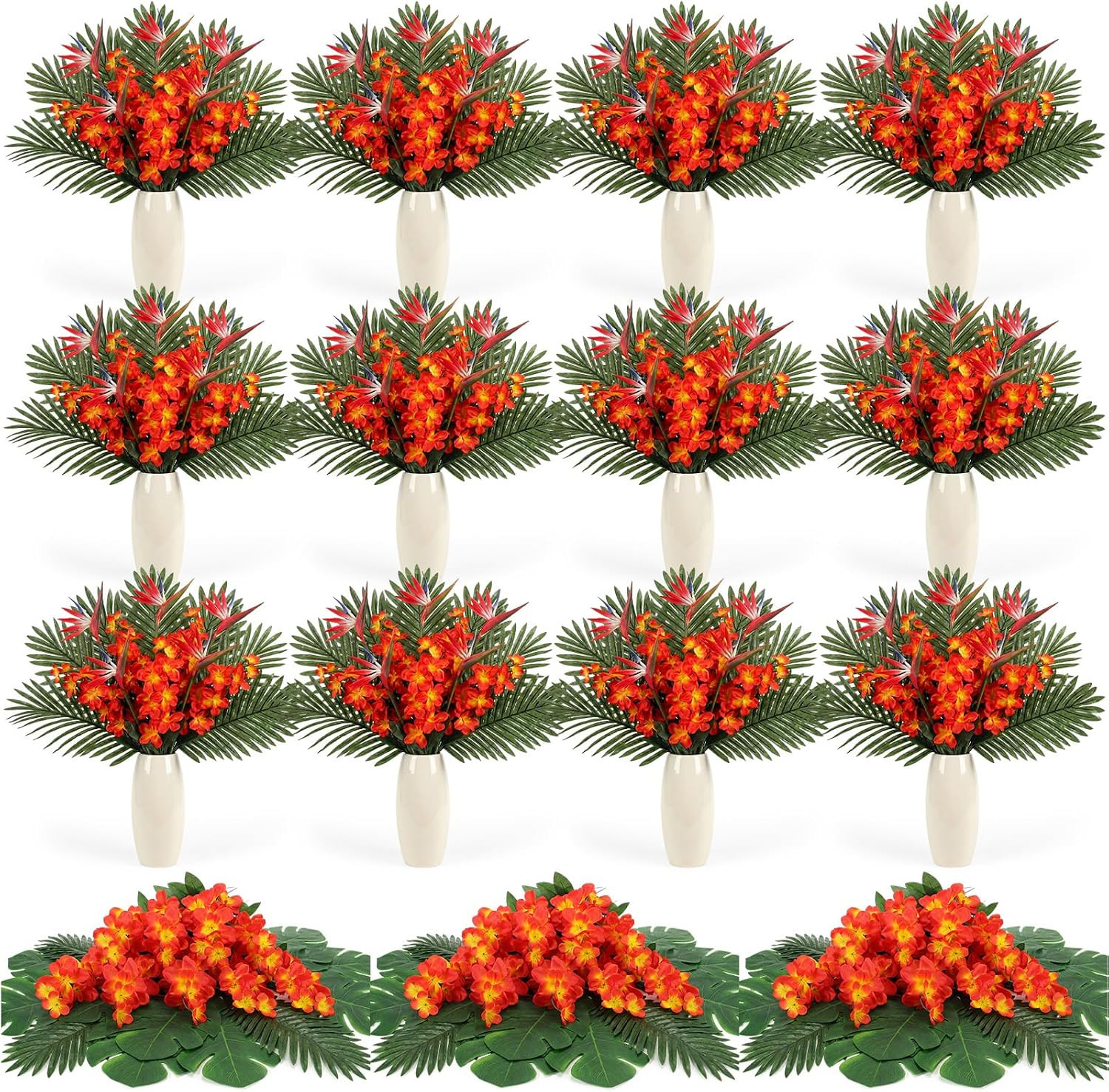 49 Pcs Vibrant Tropical Flowers – Realistic Decor for Weddings & Parties