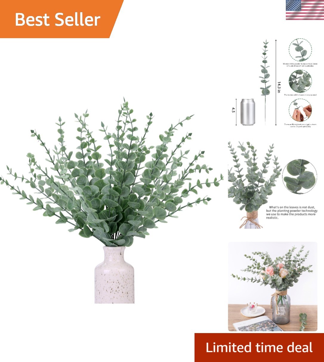 24pcs Realistic Artificial Eucalyptus Stems – Spring Wedding Decor Essentials