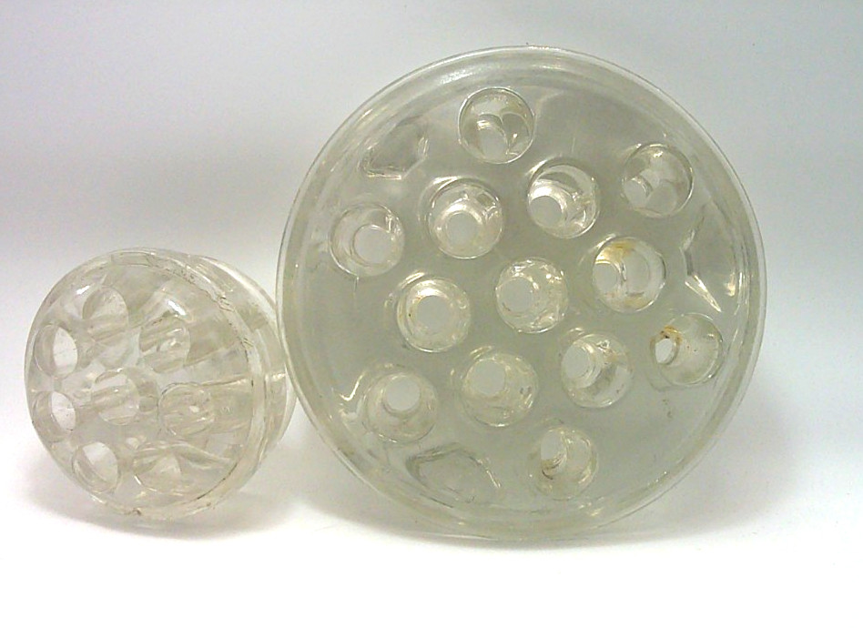 Flower Frogs Clear Glass Floral Organization Pieces Set of 2 Vintage