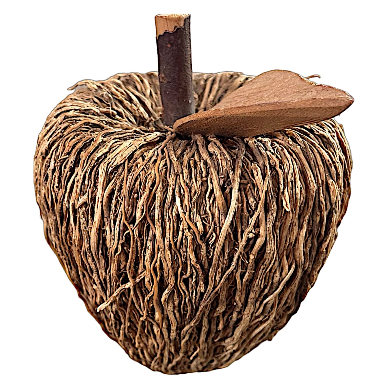 Rosemary Vine Wood Apple Decor Carved Leaf 5″ Primitive Farmhouse