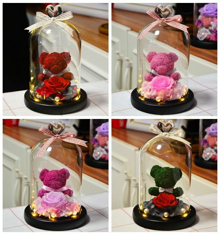Eternal Rose Lovely Bear Wedding Mother Valentine Day Gifts For Women I Love You