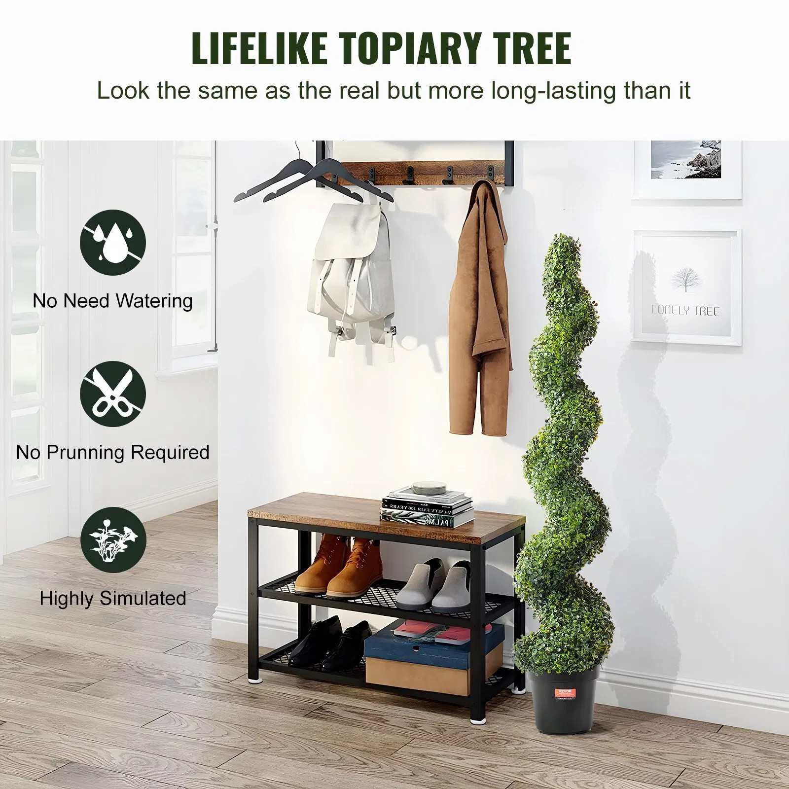 Artificial Boxwood Topiary Tree, 60 inch Tall (2 Pieces), Spiral Faux Topiary Tr