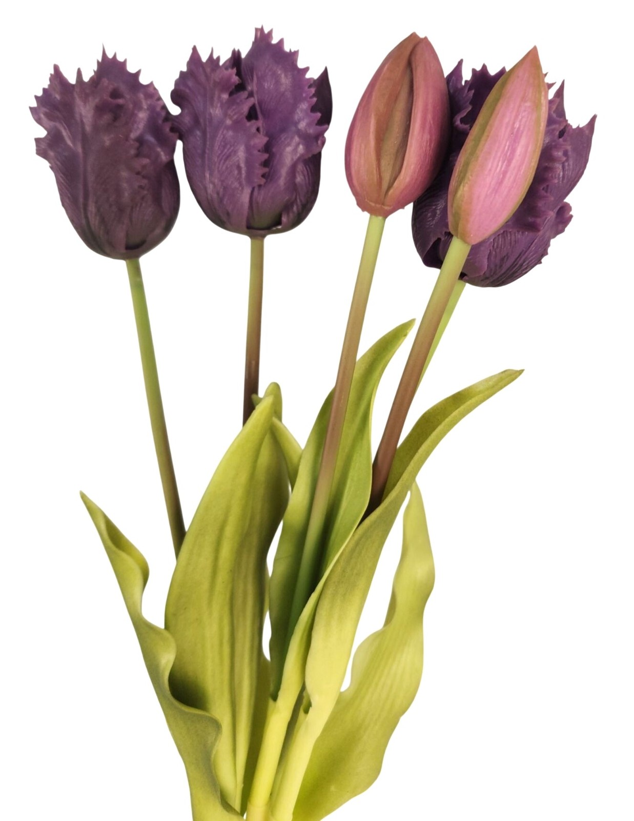 Plum Purple Artificial Tulips 15 Inch Set of 5 Faux Spring Flowers Wedding Home