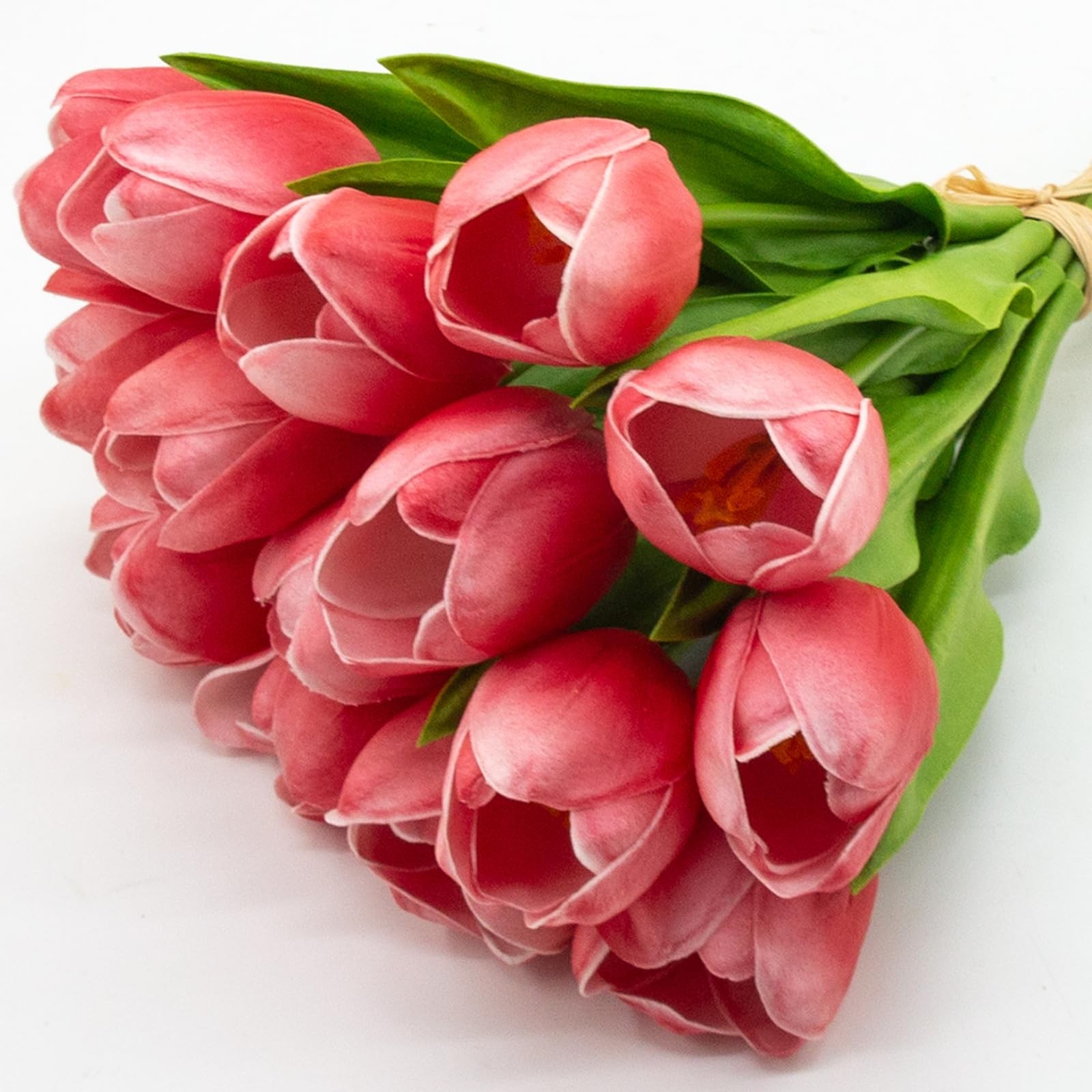 12 PCS Artificial Tulip Bulk Large Size Hot Pink Real Touch Wedding