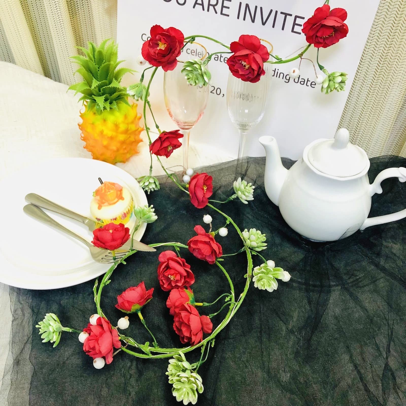 Fake Rose Vine Flowers Plants Artificial Flower Hanging Rose Succulents Ivy for